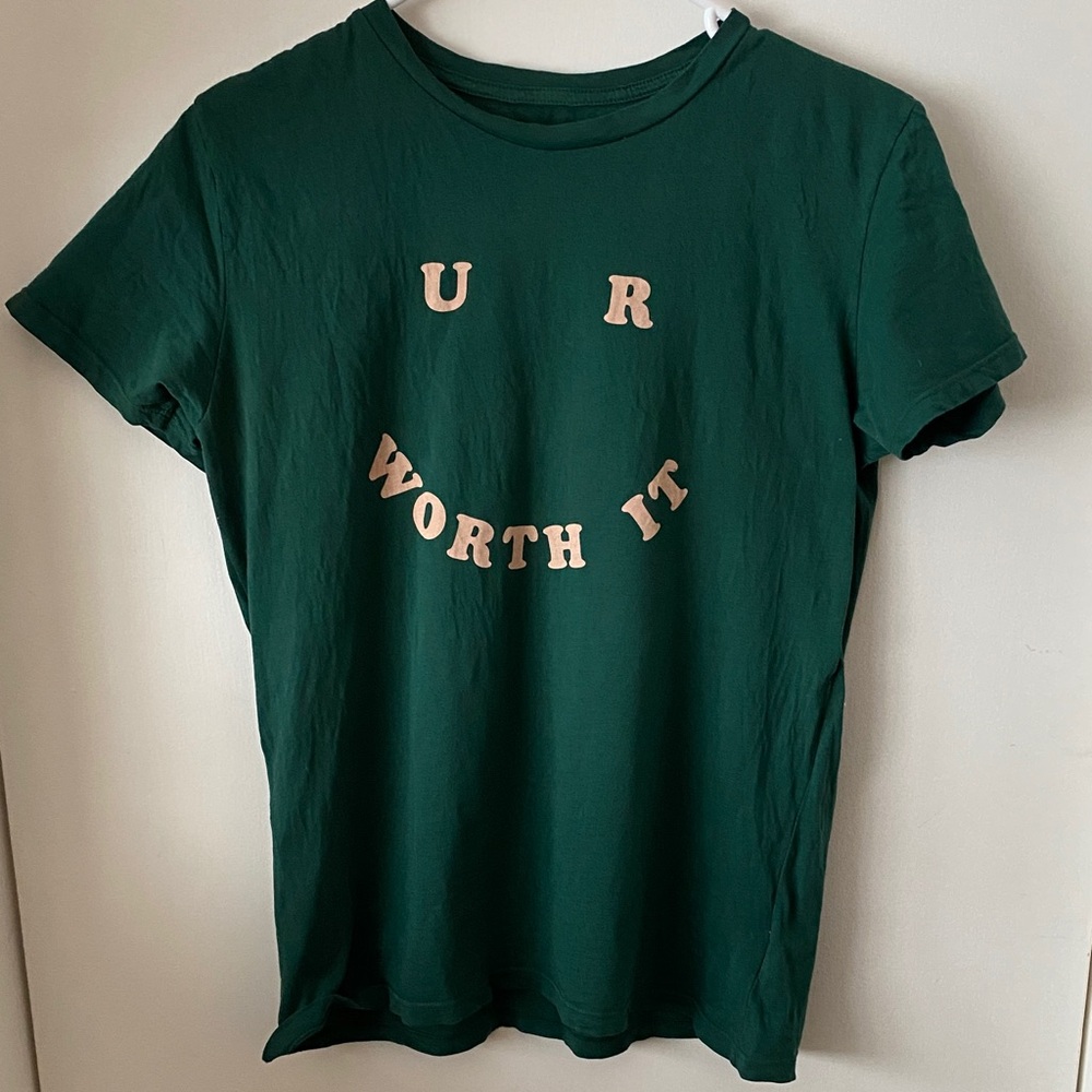 ban.do Dark Green Tee with Pink Graphic